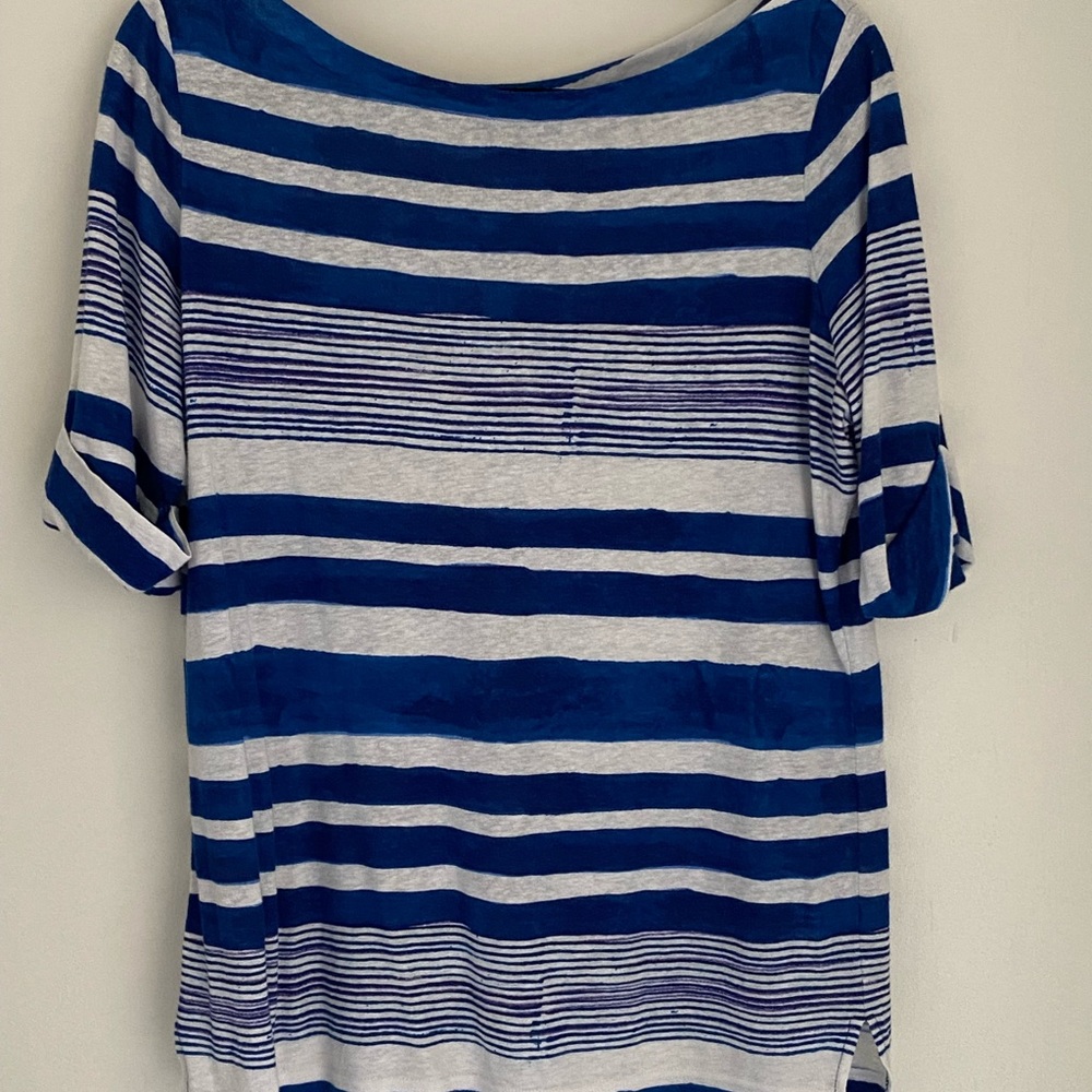 Lauren, Ralph Lauren TShirt bright blue/white stripes, medium